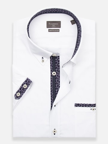 Slim fit Camicia business 'Iconic Poplin Stretch Man Shirt Short Sleeve Light Blue' di 7Camicie in bianco