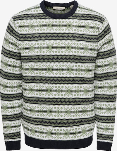Only & Sons Pulover 'ONSHARRY' u zelena / bijela, Pregled proizvoda
