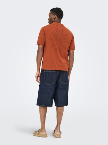 Only & Sons Comfort fit Button Up Shirt 'jam' in Red