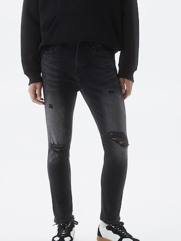 Pull&Bear Slimfit Jeans in Zwart: voorkant