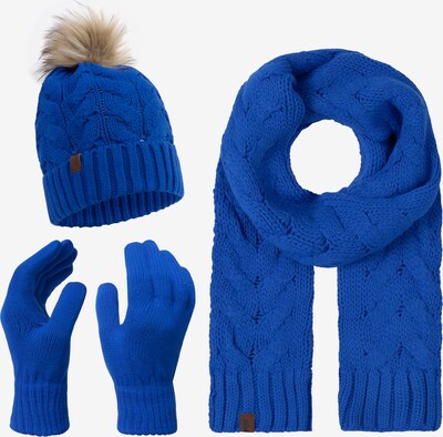 Rock Creek Set: Schal, Mütze und Handschuhe in blau, Produktansicht