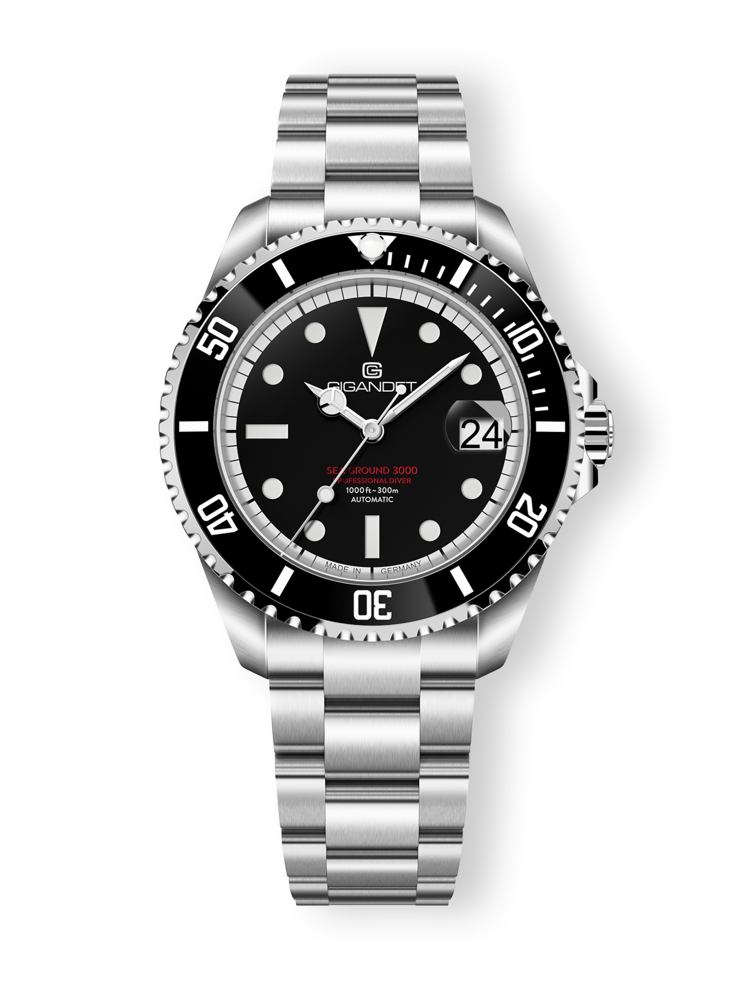 Gigandet Analog Watch 'SEA GROUND 3000 CERAMIC DATE' in Black: front