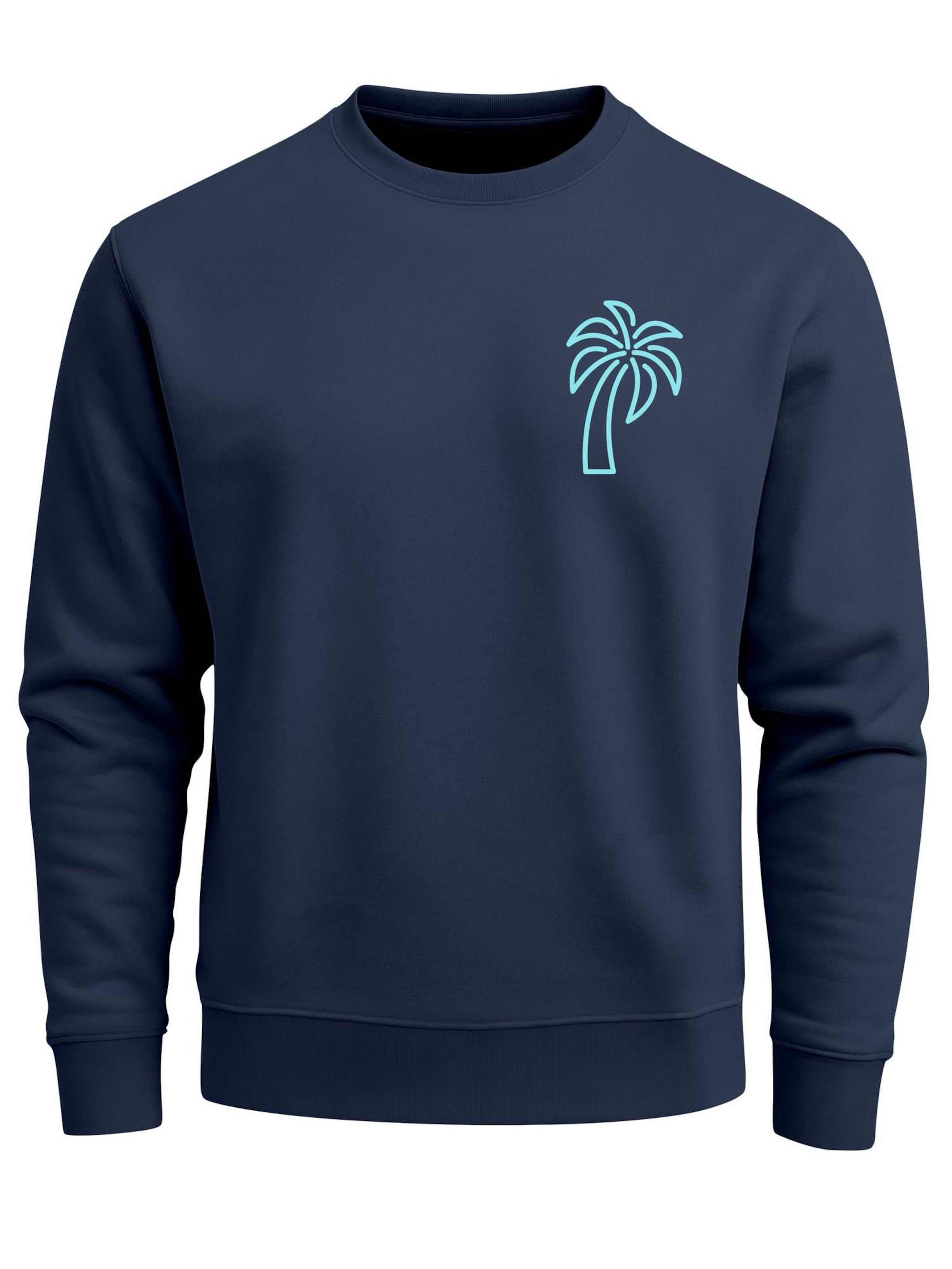 Neverless Sweatshirt 'Palm Lineart Logo' in Blue: front
