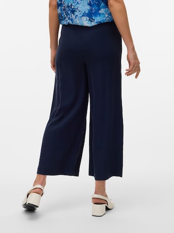 VERO MODA Wide leg Bandplooibroek 'VMTANYA HW 7/8 WIDE PANTS BOO' in Blauw