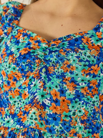 Bianco Lucci Robe d’été en 36 en bleu cobalt / menthe / orange foncé / noir, Vue avec produit