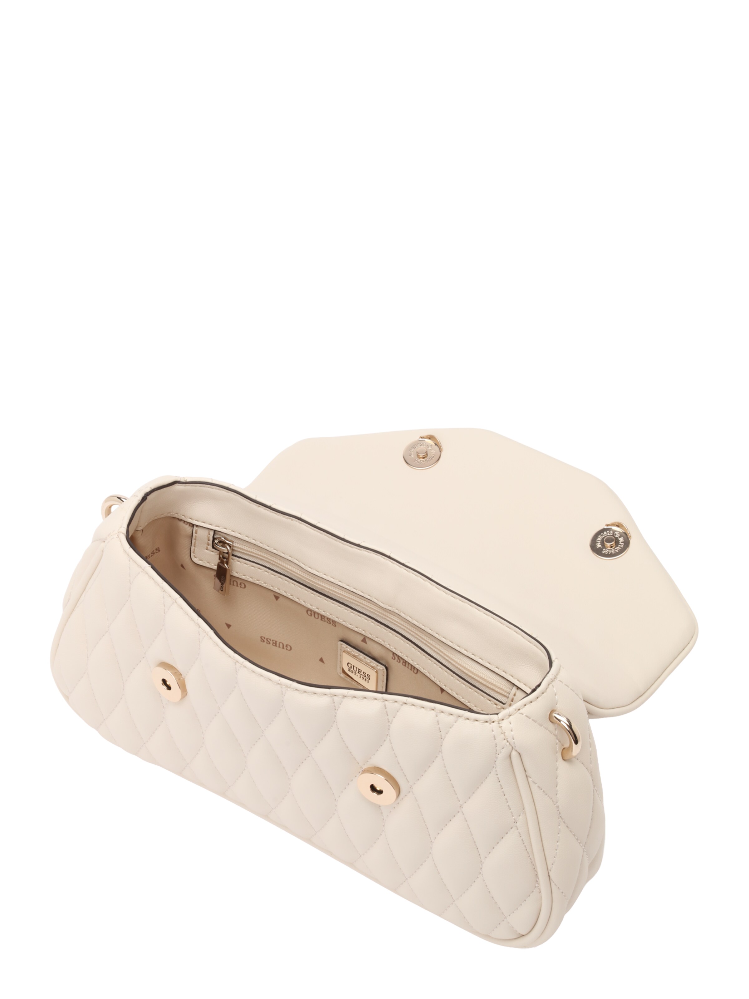 GUESS Handbag 'VALLA TOP HANDLE FLAP' in Beige