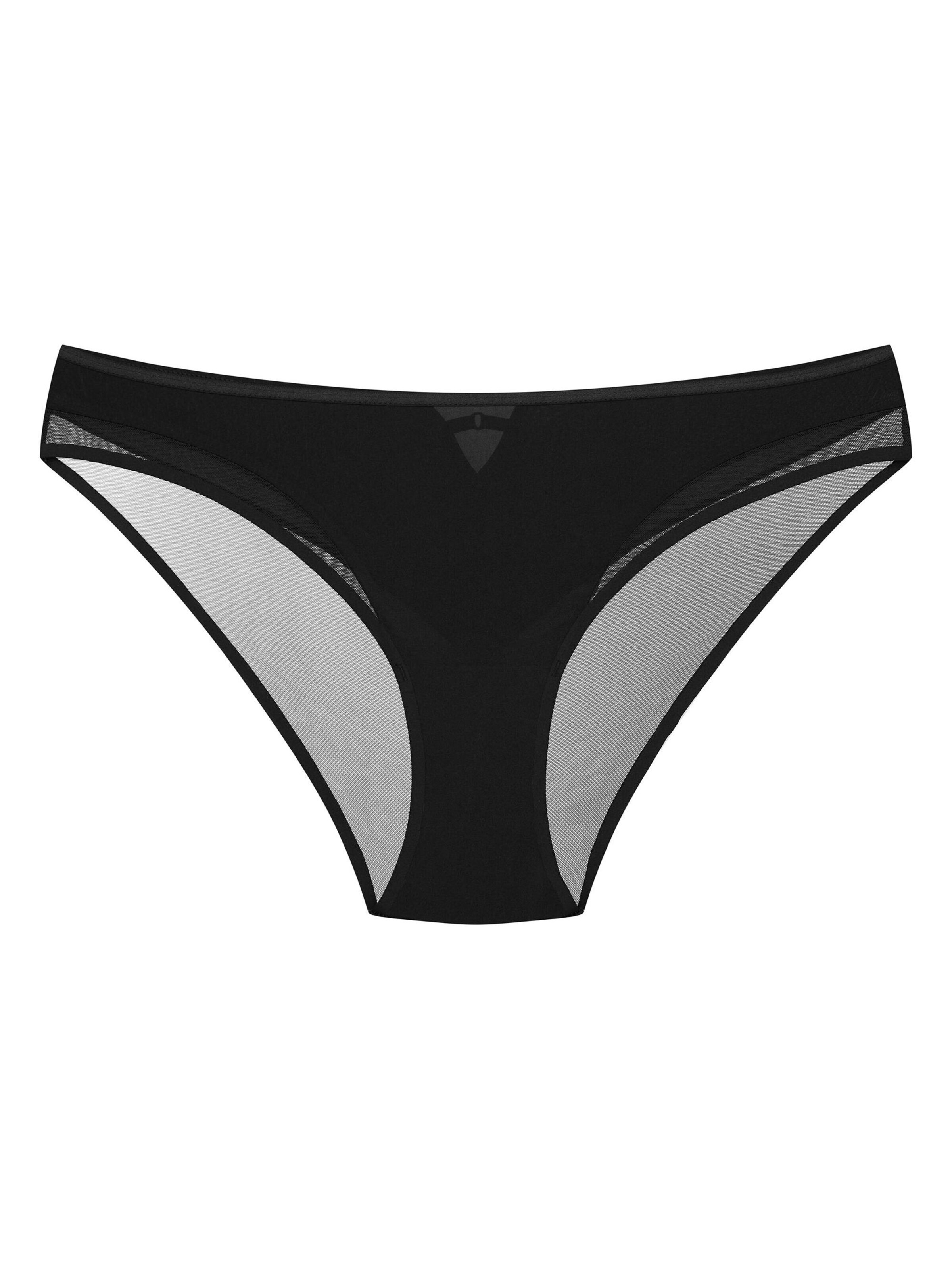 Panty 'Slip Nuts, hoher Beinausschnitt, dekorative Zierriemen' di ESOTIQ in nero