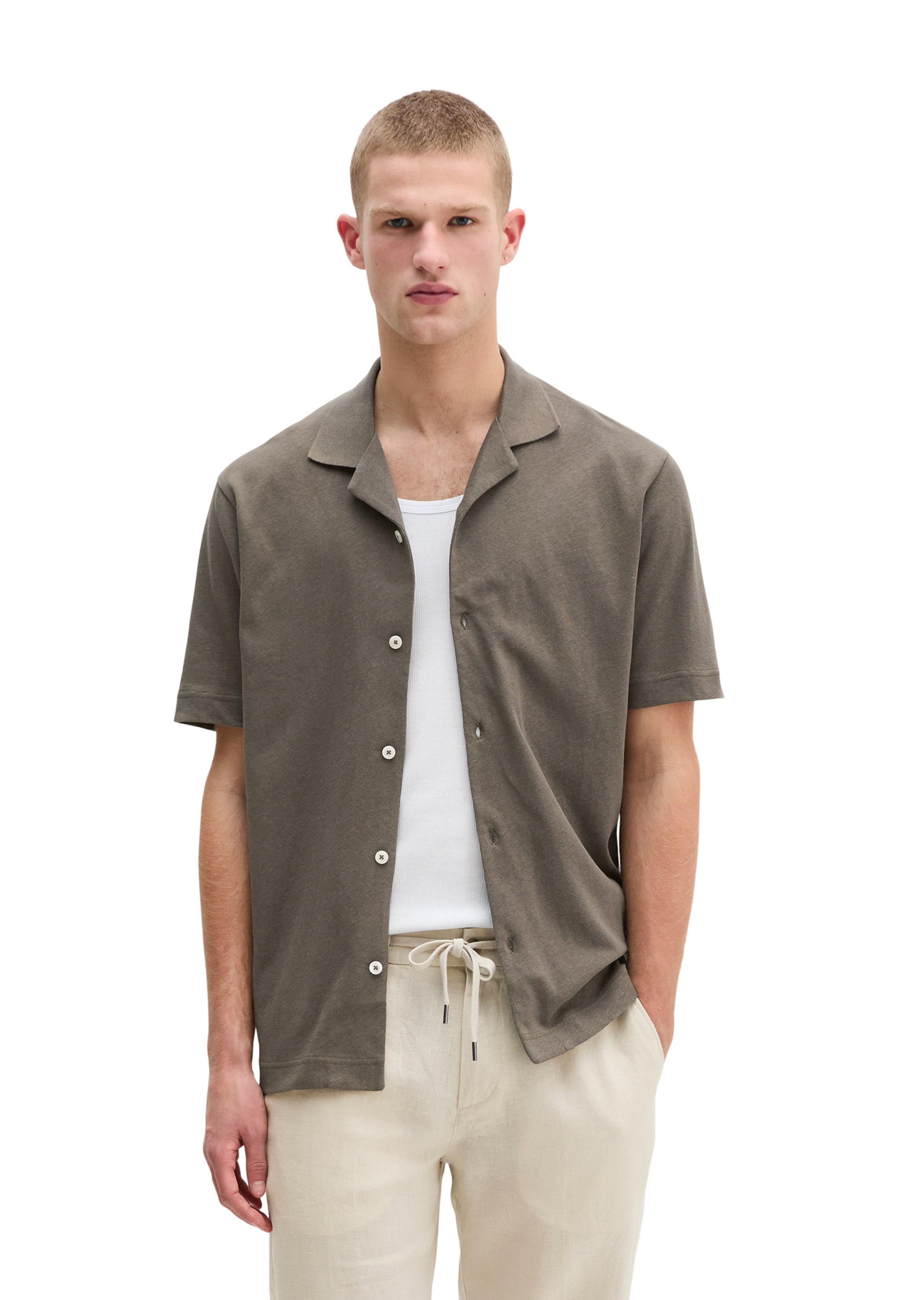 Marc O'Polo Regular fit Button Up Shirt in Brown: front