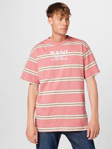 T-Shirt Karl Kani en rose : devant