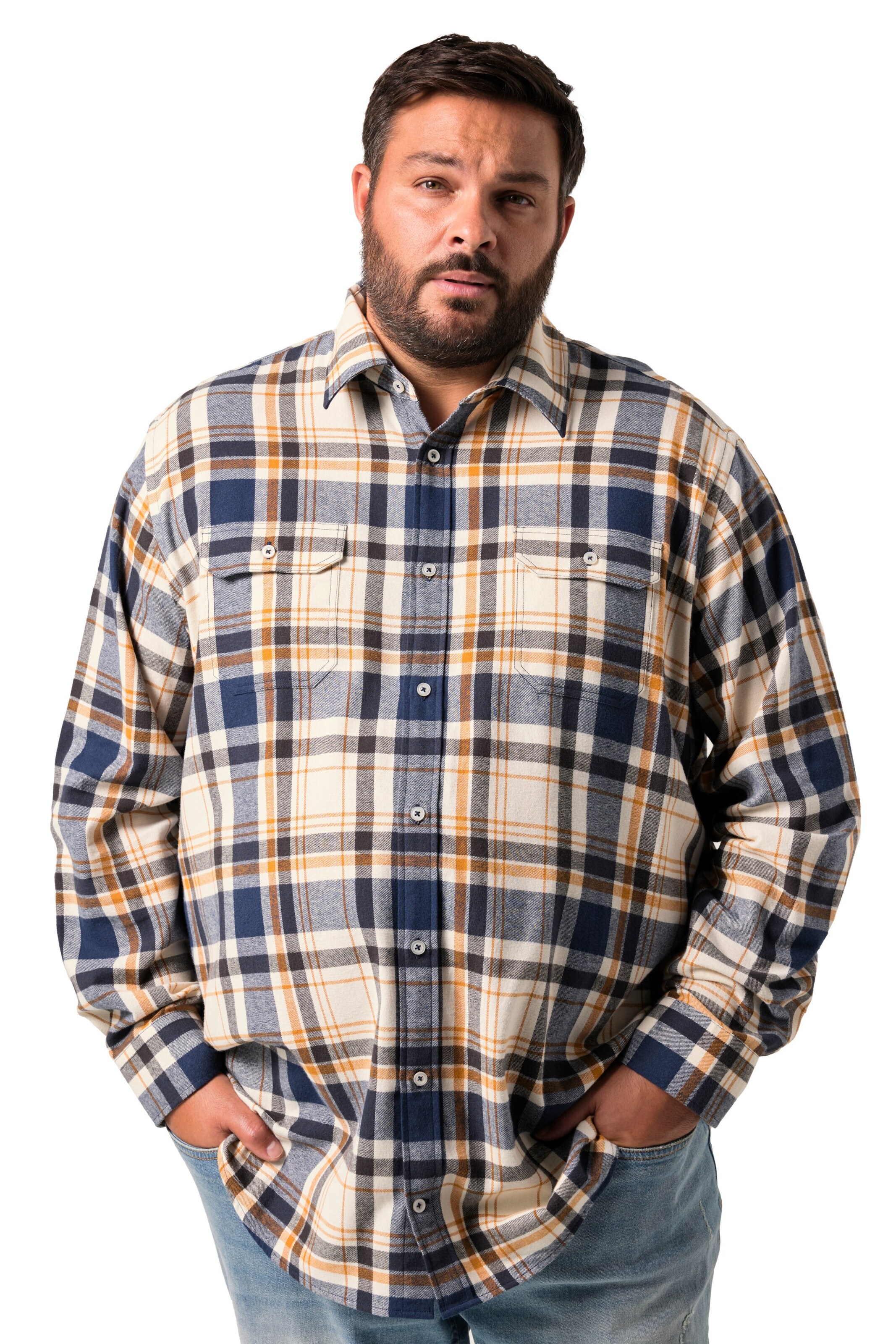 Men Plus Regular Fit Hemd in Mischfarben: Vorderseite