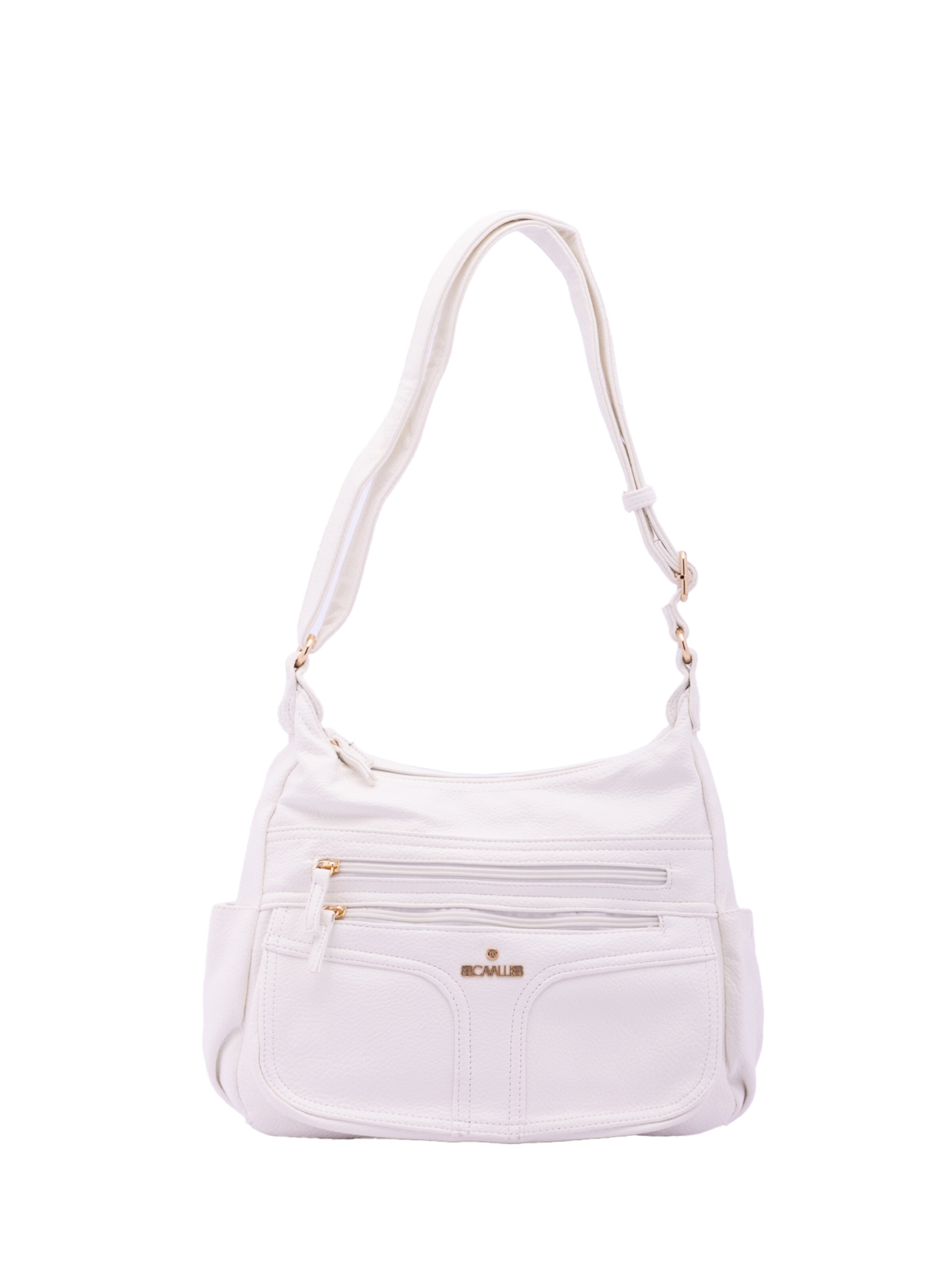 Borsa a spalla 'Borsa a Spalla Donna Ecopelle - Zip e Tasche Multiple' di B. Cavalli in bianco: frontale