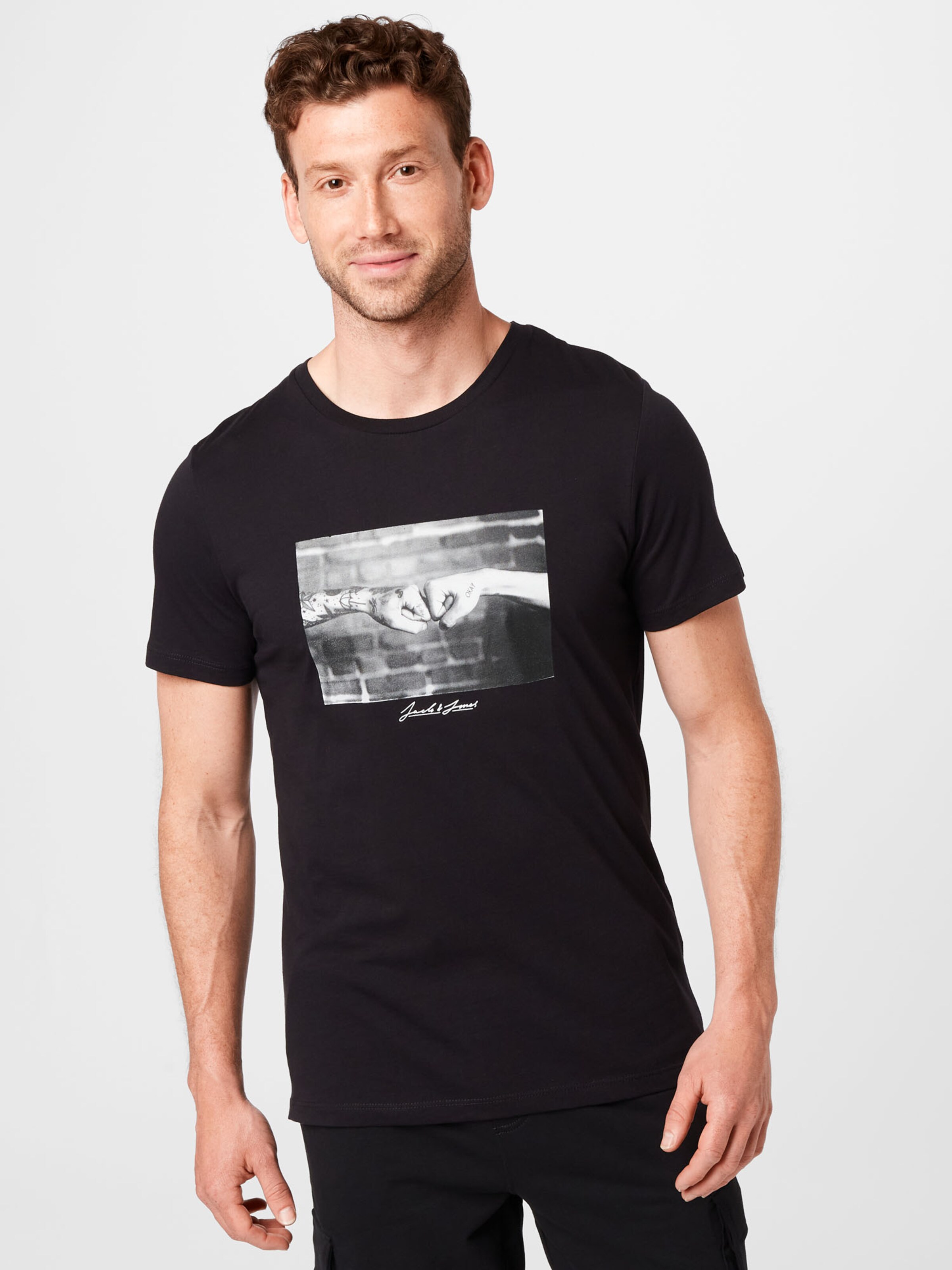 Männer Shirts JACK & JONES T-Shirt 'INK' in Schwarz - PO83220