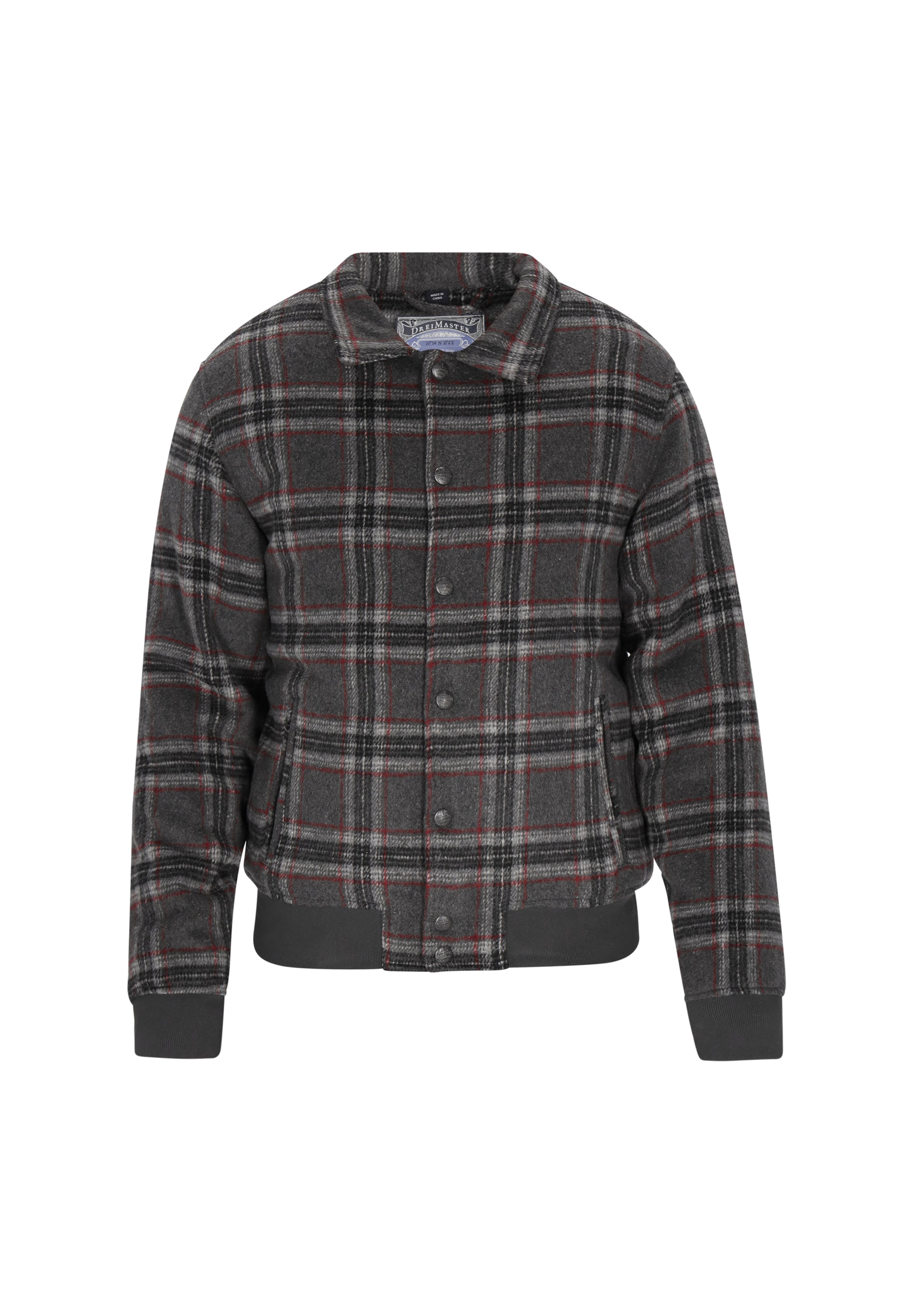 DreiMaster Vintage Veste mi-saison en gris / anthracite / gris clair / rouge, Vue avec produit