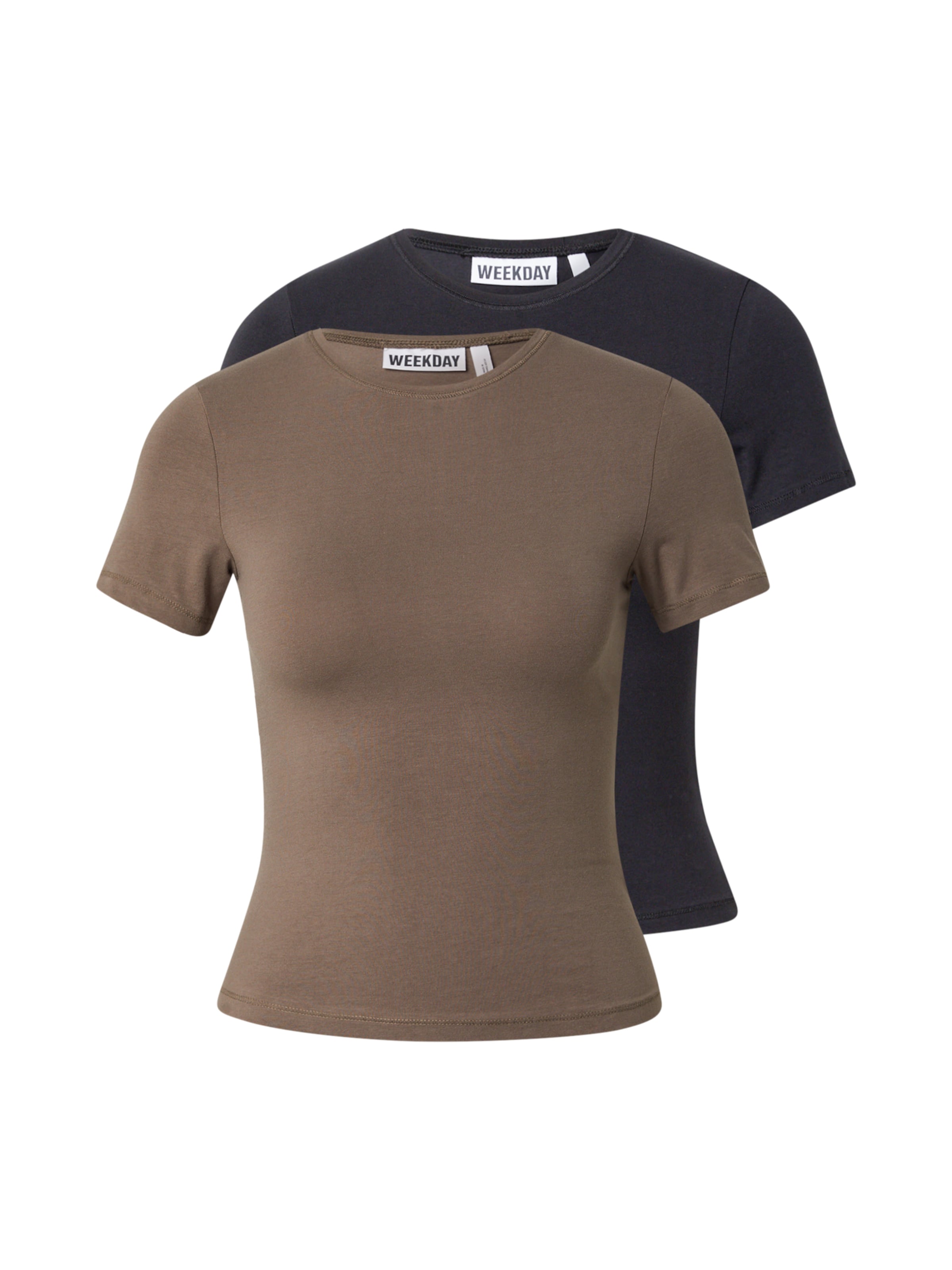 T-shirt WEEKDAY en marron : devant