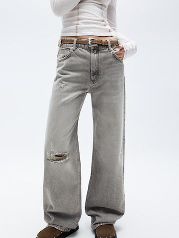 Pull&Bear Wide leg Jeans i grå