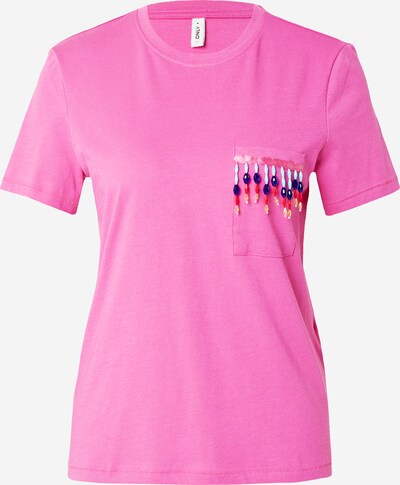 ONLY T-shirt 'TRIBE' en rose / rouge / blanc cassé, Vue avec produit
