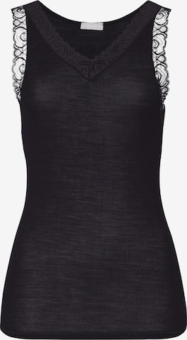 Hanro Top ' Woolen Lace ' in Zwart: voorkant
