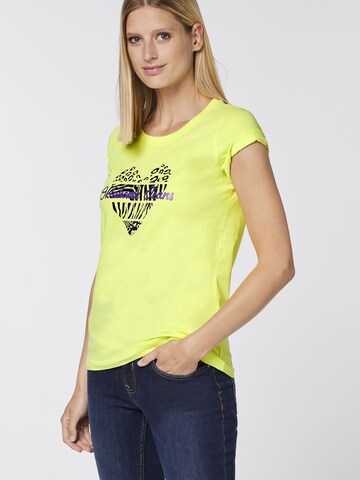 Oklahoma Jeans Shirt ' mit Herz-Motiv und Logo-Schriftzug ' in Yellow