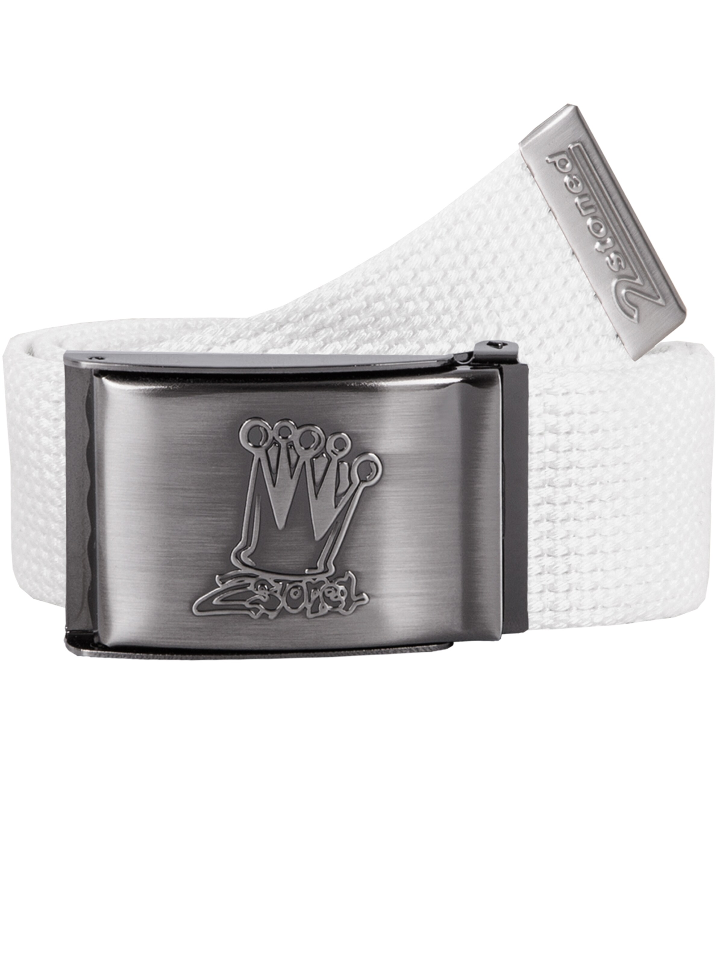 2Stoned Belt 'Classic Crown Matt' in White: front