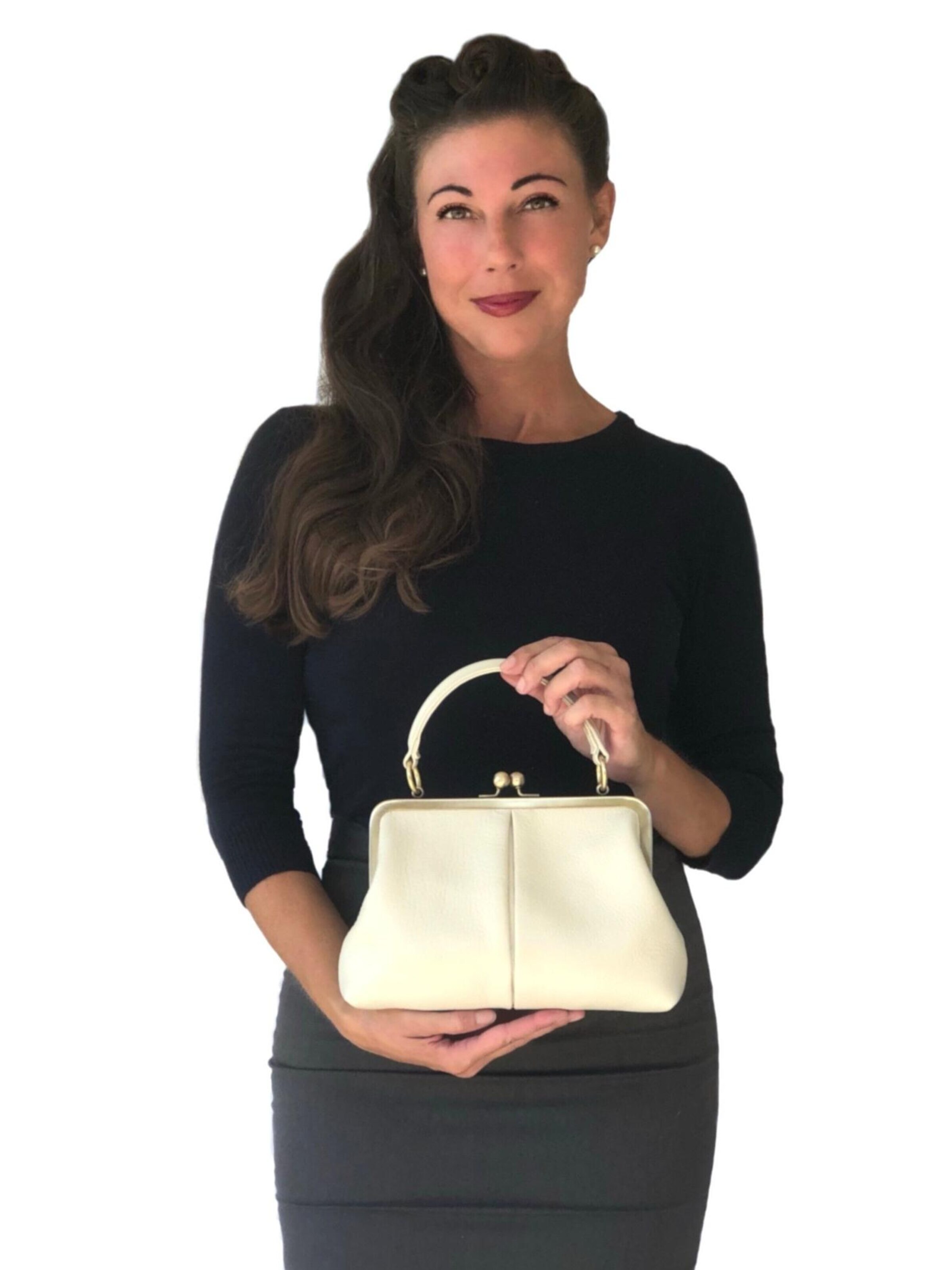 Borsa a mano 'Kleine Olive – Leder Handtasche & Umhängetasche' di Taschenkinder in beige: frontale