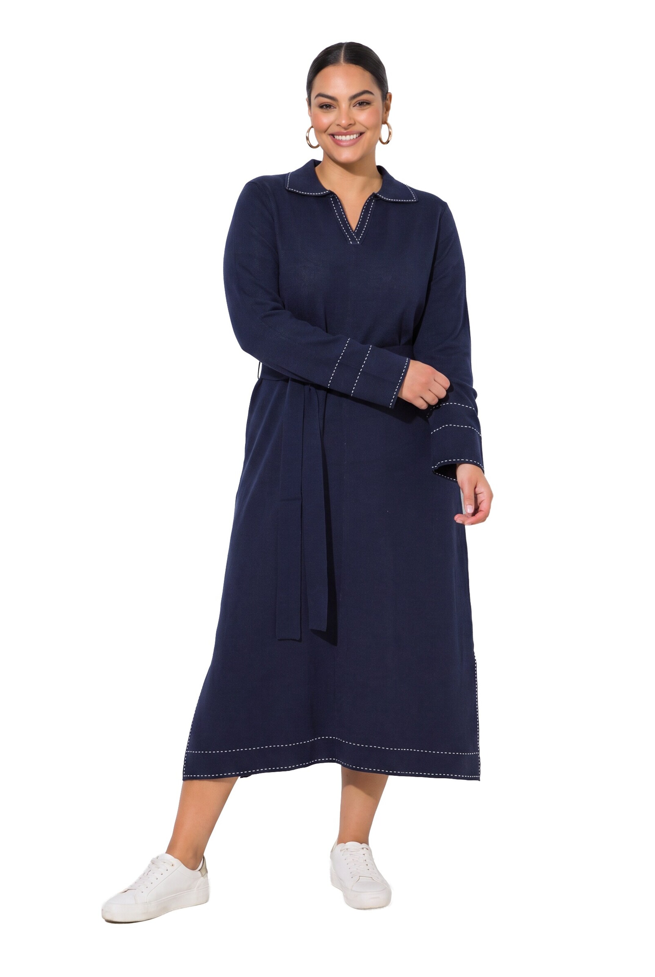 Ulla Popken Strickkleid in Blau: Vorderseite