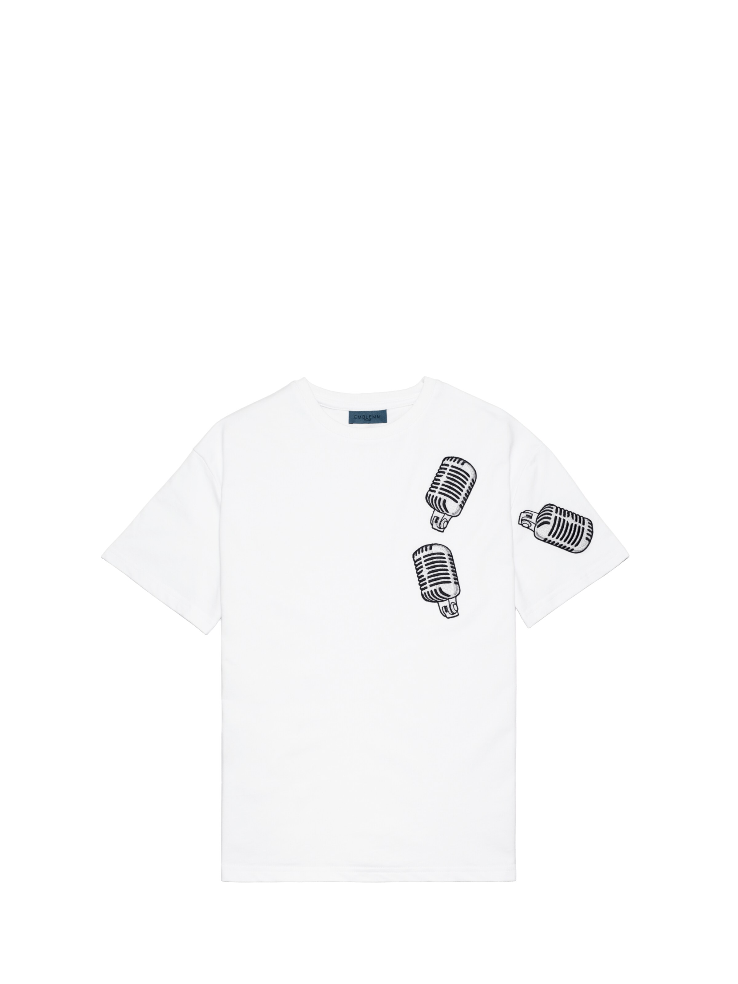 EMBLEMM Shirt 'The Mic Patch' in Wit: voorkant