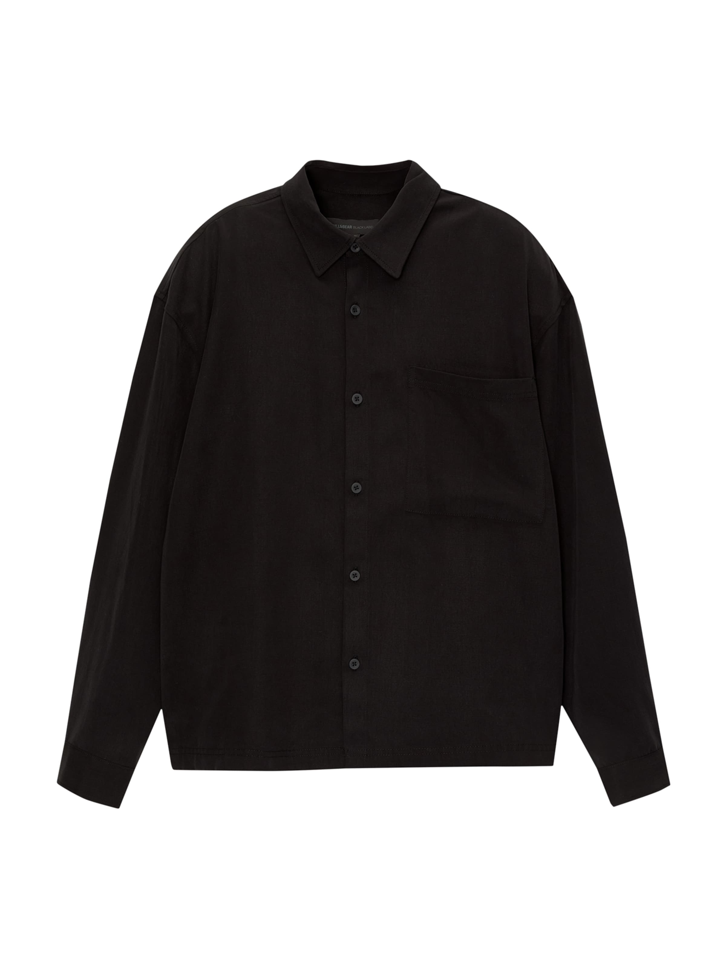 Pull&Bear Comfort Fit Hemd in Schwarz: Vorderseite