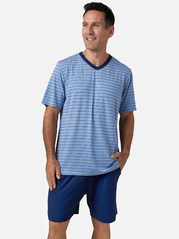 zd ZERO DEFECTS Pajama short 'Koryfi' in Blue: front
