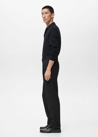 MANGO MAN Regular Pleat-Front Pants 'Casper Ruud x Mango Milton' in Black