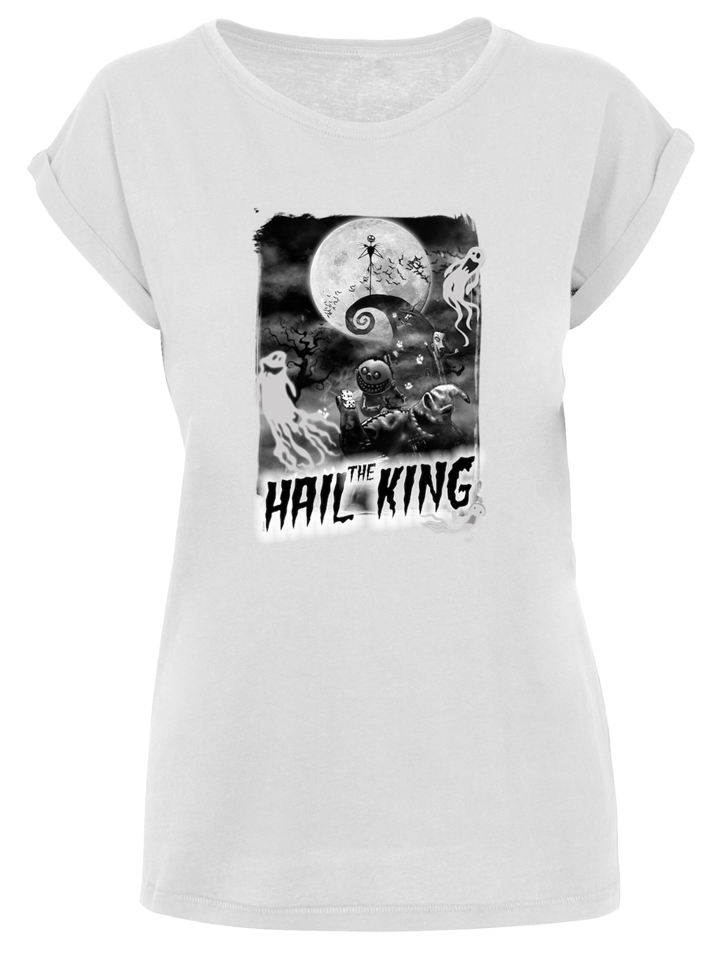 F4NT4STIC Shirt 'Disney Nightmare Before Christmas Hail The King' in Wit: voorkant