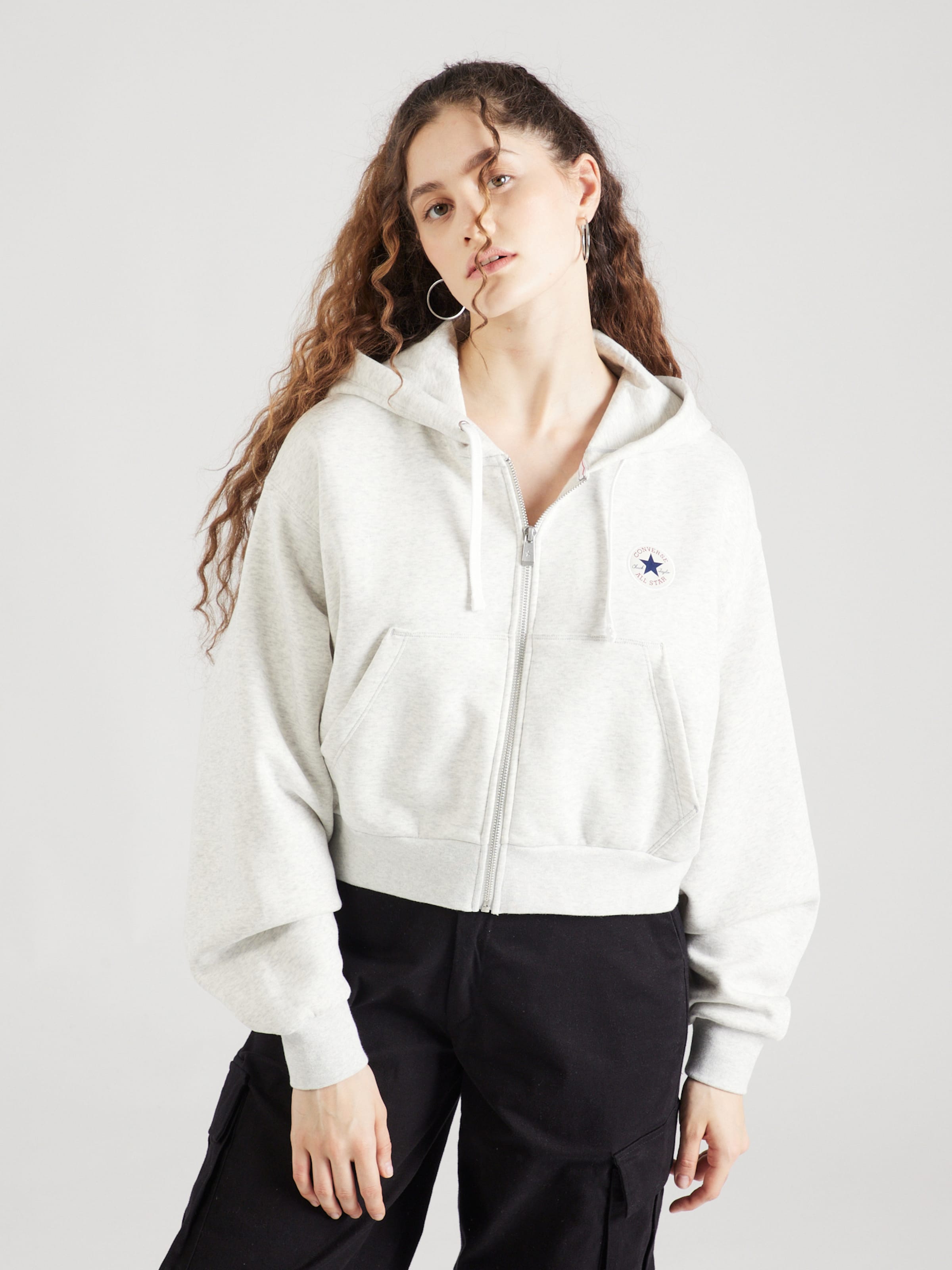 Grey converse hoodie womens best sale