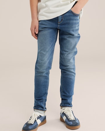 Coupe slim Jean WE Fashion en bleu : devant