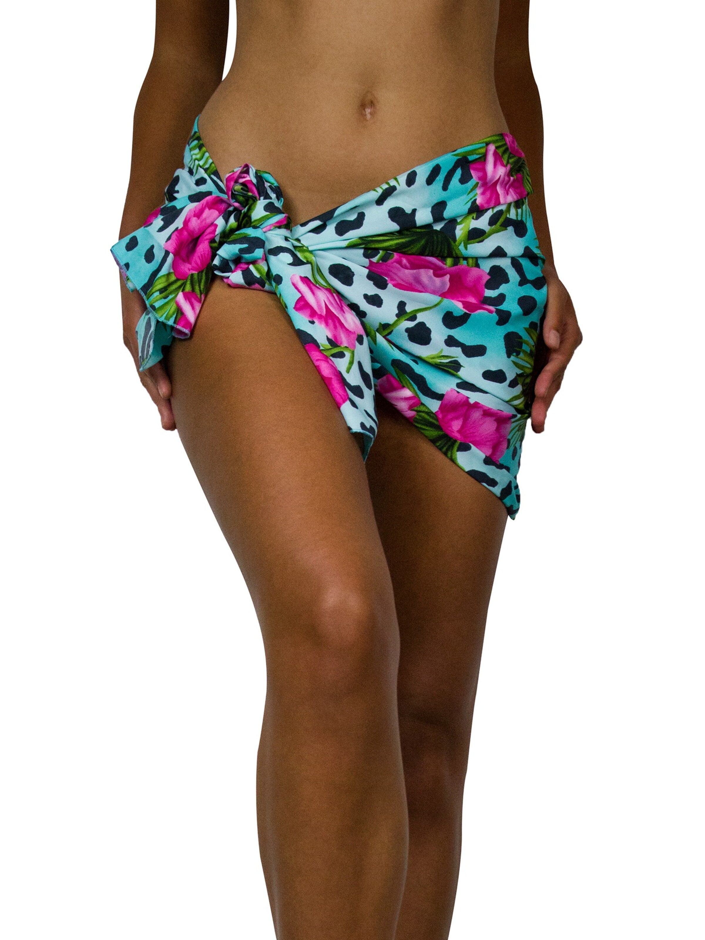 King Kameha Doek 'Leopard Flowers' in Blauw: voorkant