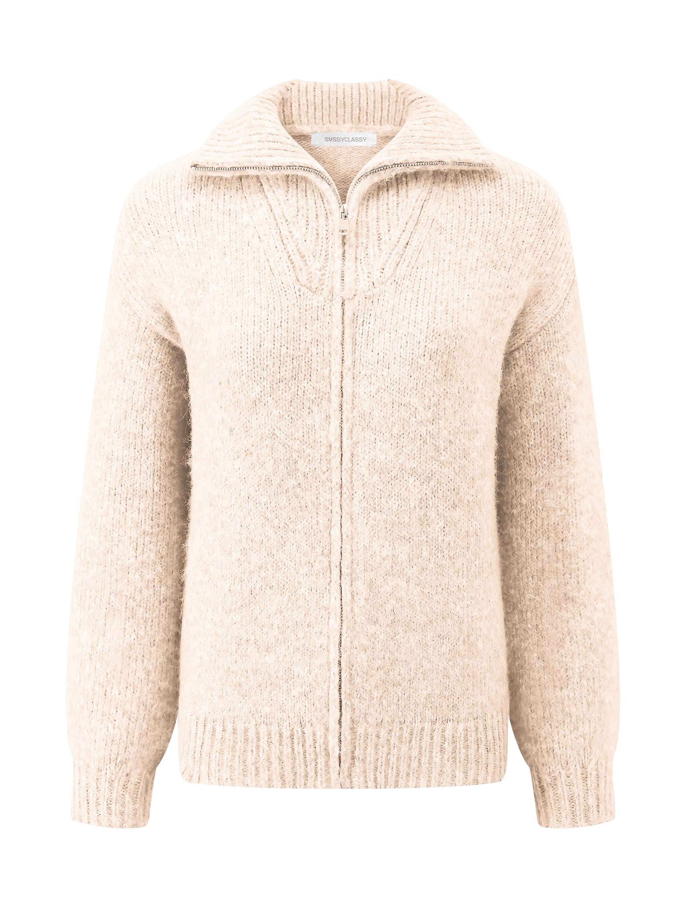 SASSYCLASSY Oversized Cardigan in White: front