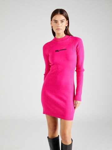 KARL LAGERFELD JEANS Pletena obleka | roza barva: sprednja stran