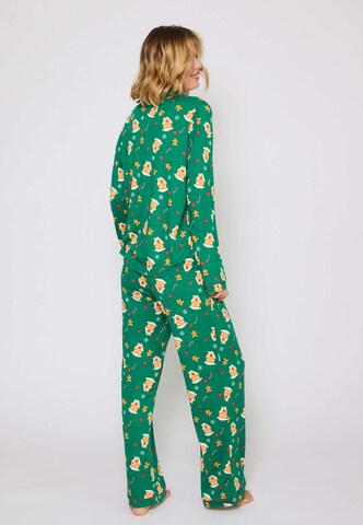 Loungeable Pajama 'Gingerbread Button' in Green