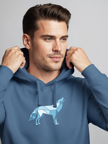 Neverless Sweatshirt 'Polygon Wolf Blau' in Blue
