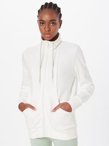 ESPRIT Athletic Zip-Up Hoodie in White: front