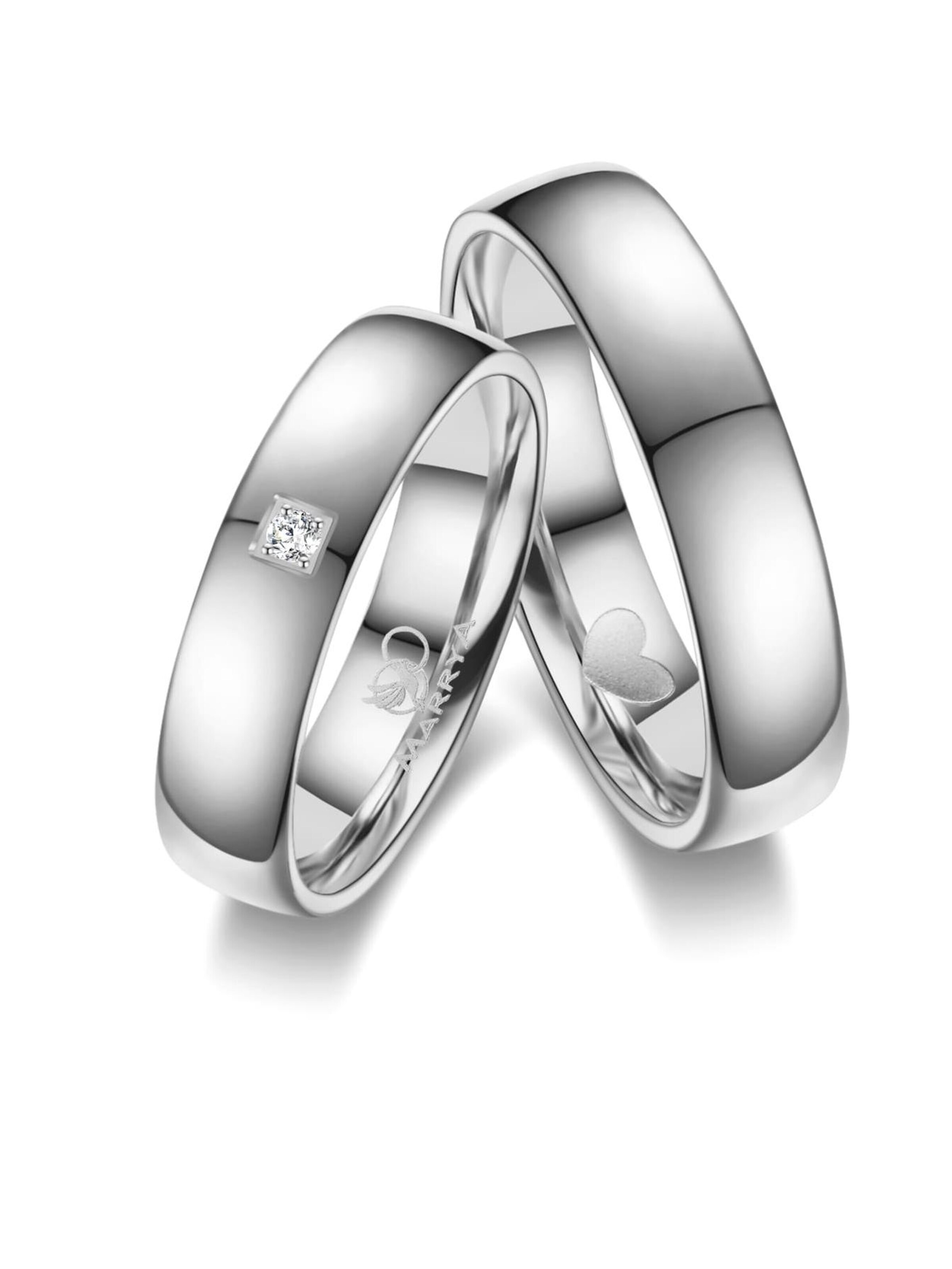MARRYA Ring 'MARRYA ES-29 Ehering aus Edelstahl - Silberfarben Herzfräse' in Silver