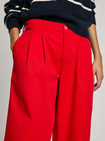Pepe Jeans Wide leg Bandplooibroek 'Goa' in Rood
