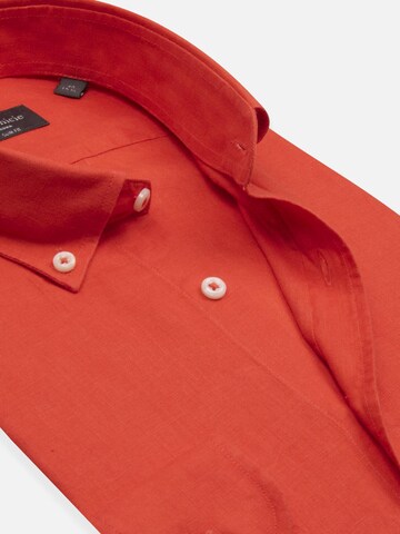 7Camicie Slim fit Zakelijk overhemd 'Leonardo Essentials Linen Man Shirt Orange' in Oranje