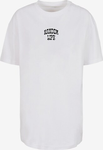 Merchcode Oversized Shirt 'Random Life' in White: front