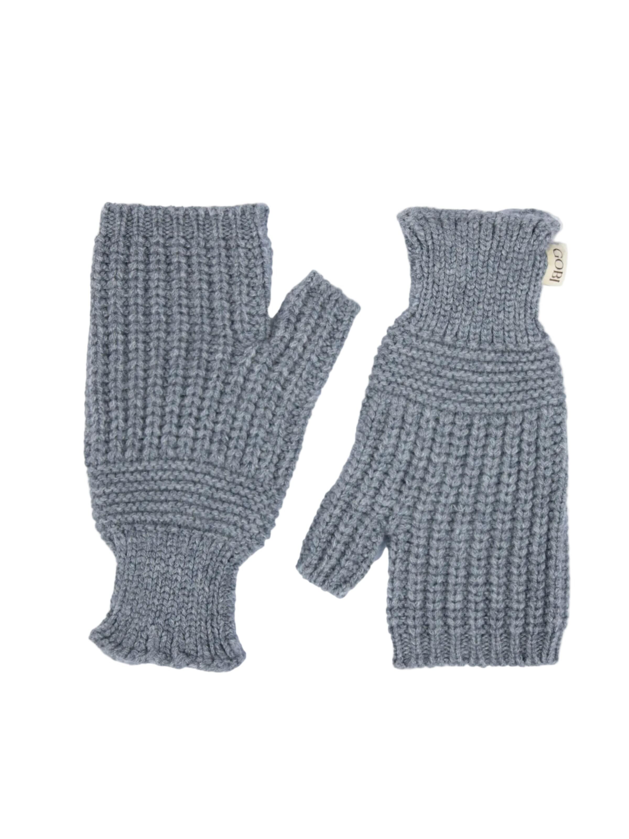 GOBI Cashmere - Guantes sin dedos 'Rib-Knit Cashmere Gloves' en gris: frente