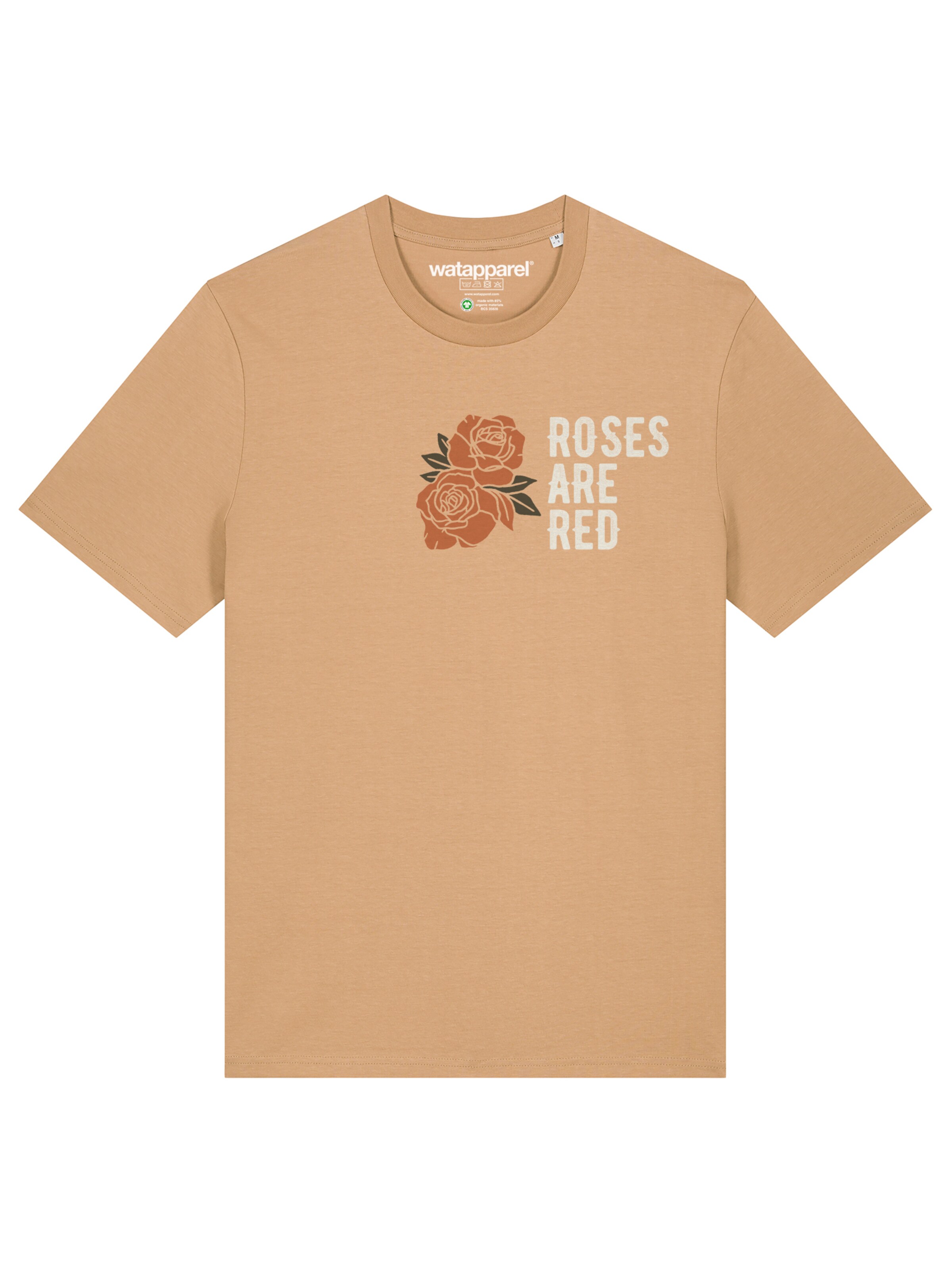 Watapparel Shirt 'Roses Are Red' in Beige: voorkant