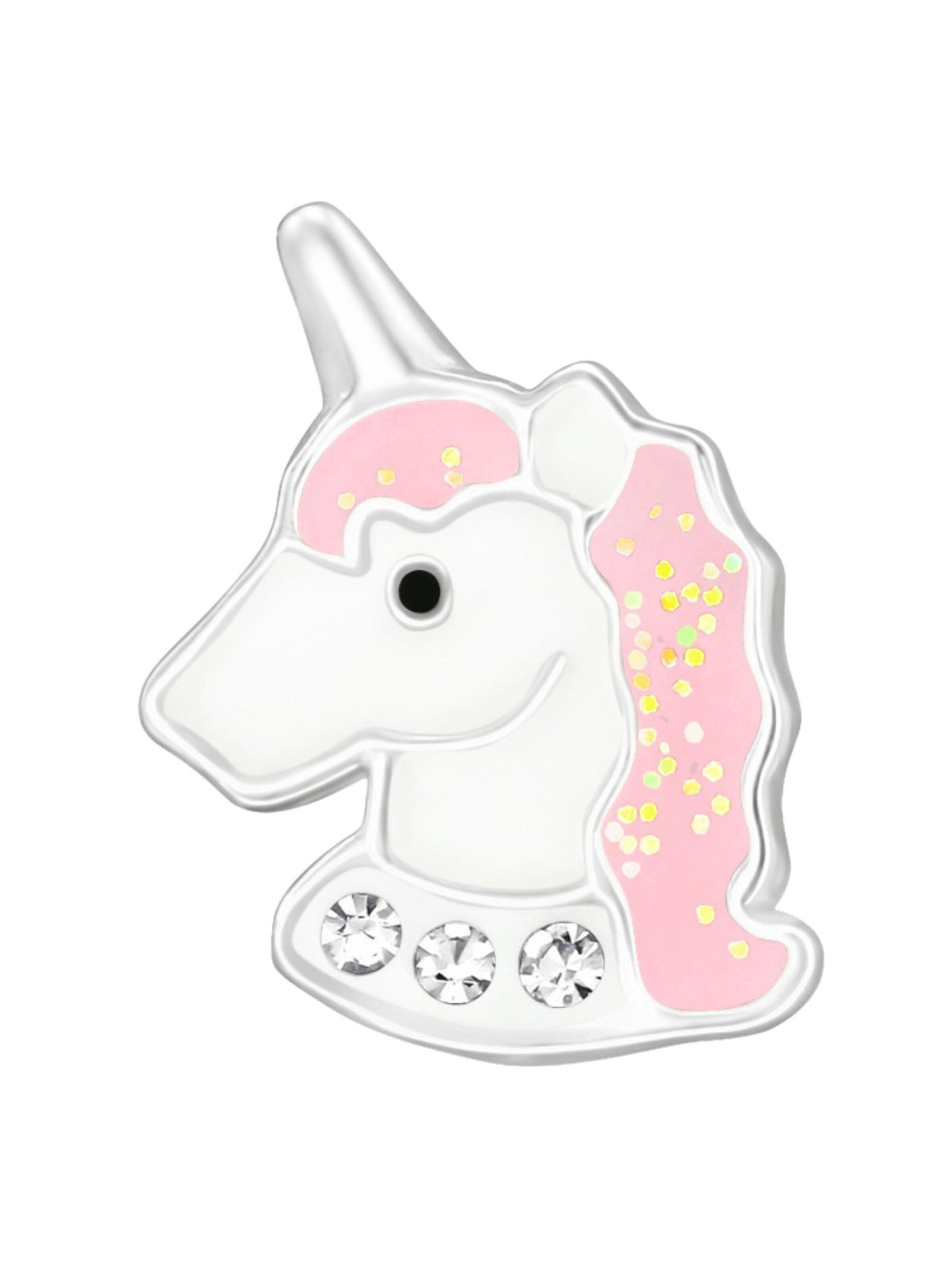 Boucles d'oreilles 'Premium Kinder-Ohrstecker Einhorn aus Sterling Silber mit Kristall und Epoxidharz' Maxte en rose