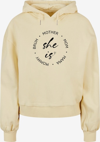 Sweat-shirt 'Mothers Day - She is' Merchcode en jaune : devant