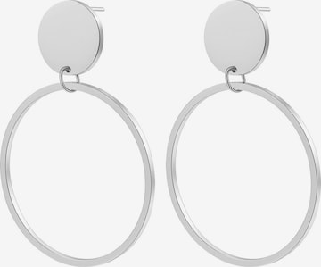 Hey Happiness Ohrringe 'Round Drop Hoop' in Silber: Vorderseite