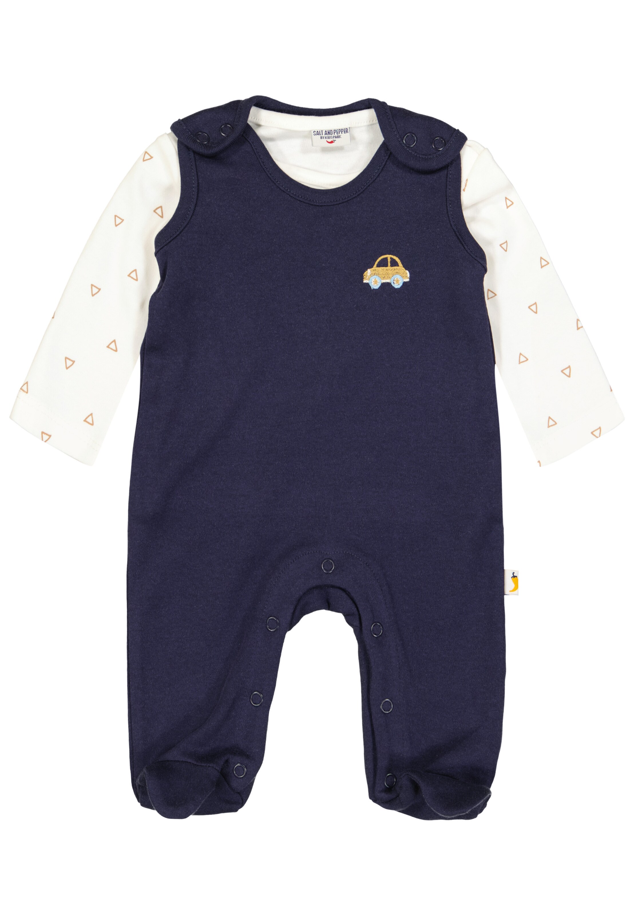 SALT AND PEPPER Strampler 'Welcome' in Blau: Vorderseite