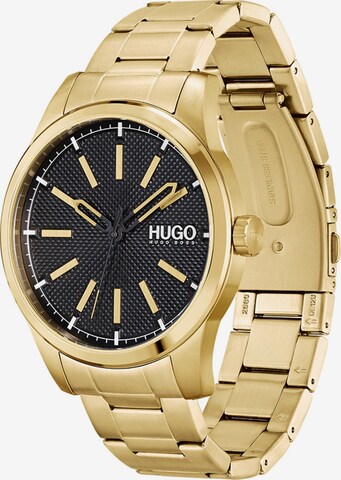 HUGO Red Analog Watch in Gold