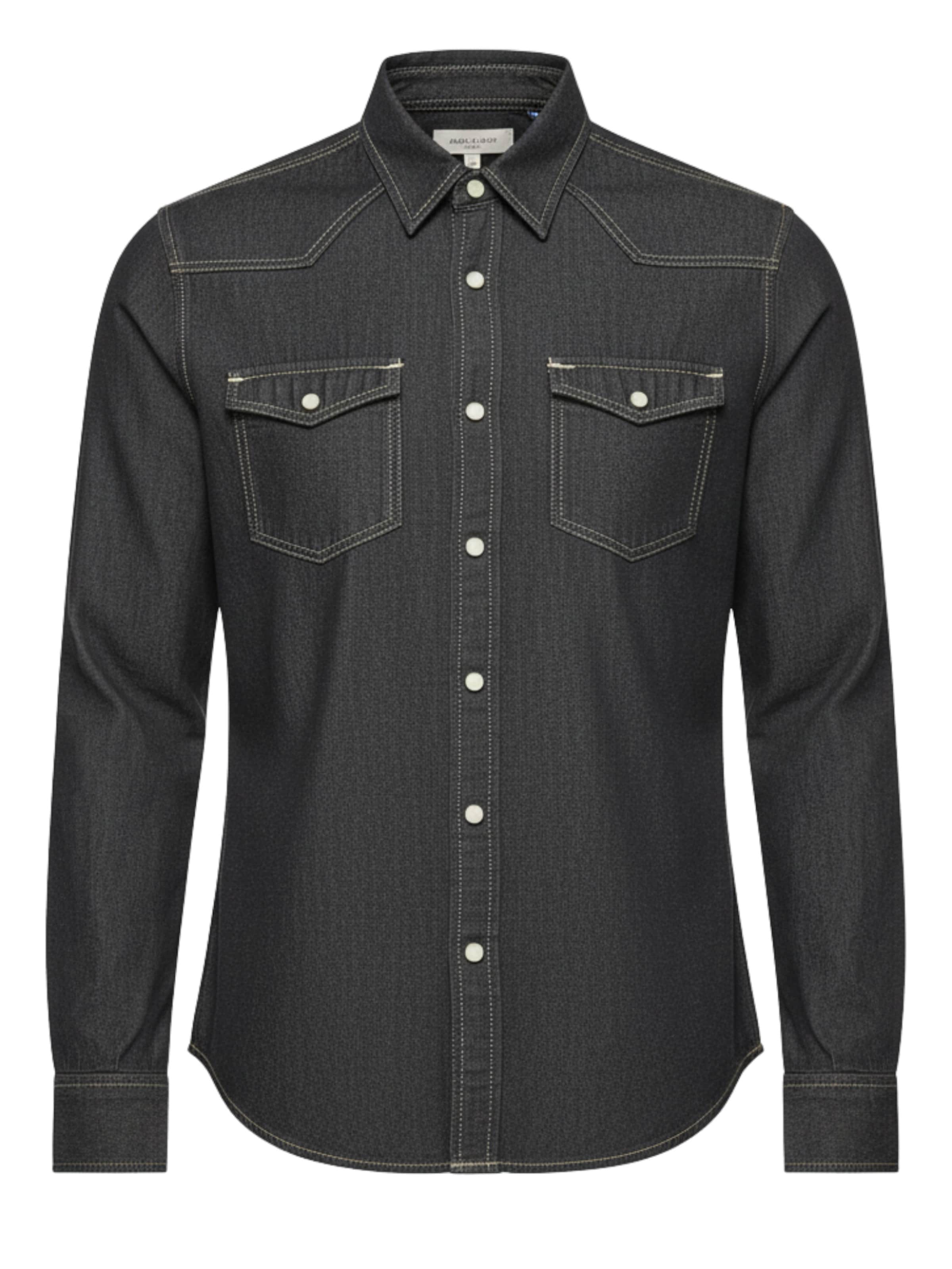 Ombre Comfort fit Overhemd in Zwart: voorkant